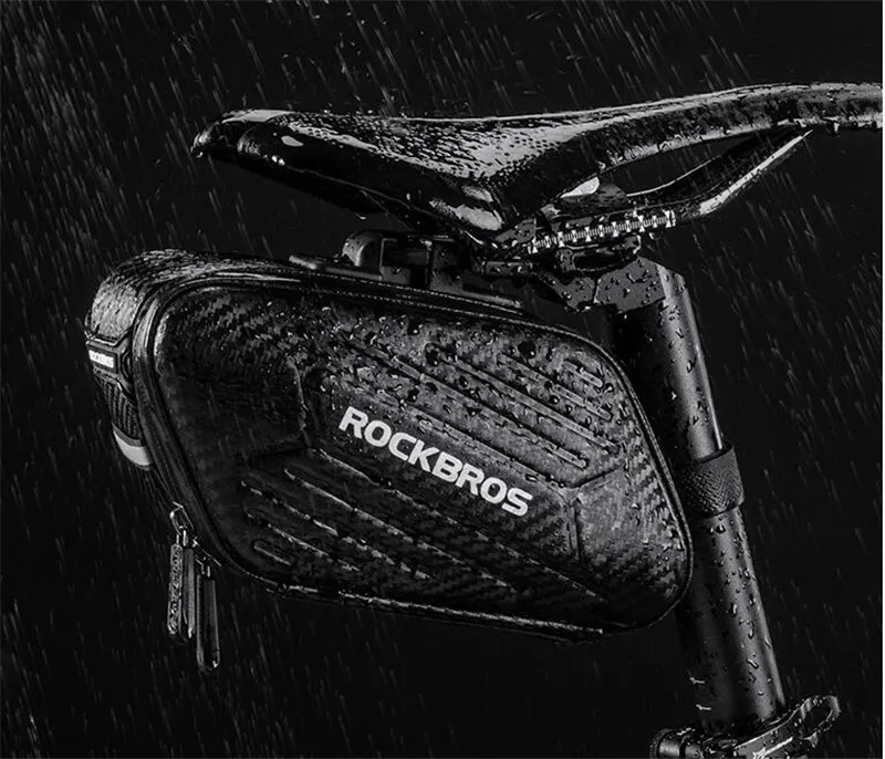 ROCKBROS MTB велосипедная сумка, портативный подвесной светильник, седло, 1.5л, жесткая велосипедная сумка, непромокаемая, светоотражающая, подседельный штырь, задние панели
