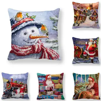 

GZTZMY Navidad Merry Christmas Decorations for Home Happy New Year 2021 Santa Claus Decoracion Cushion Cover for Sofa Car Natal