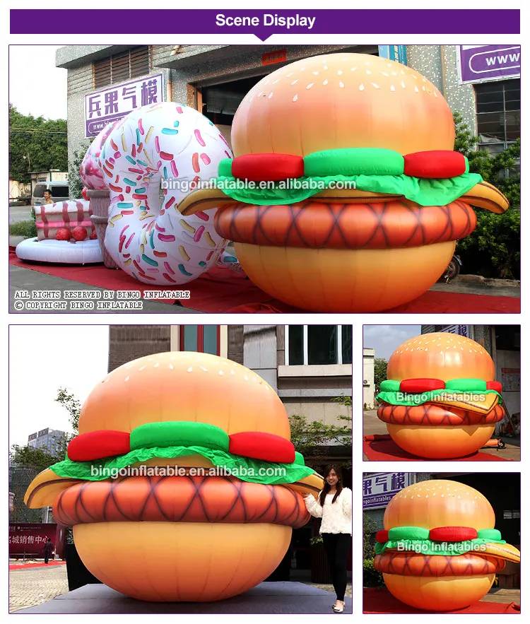 EXQUISITE inflatable hamburger / vivid 3mh hamburger model / advertising hamburger for decoration party or event