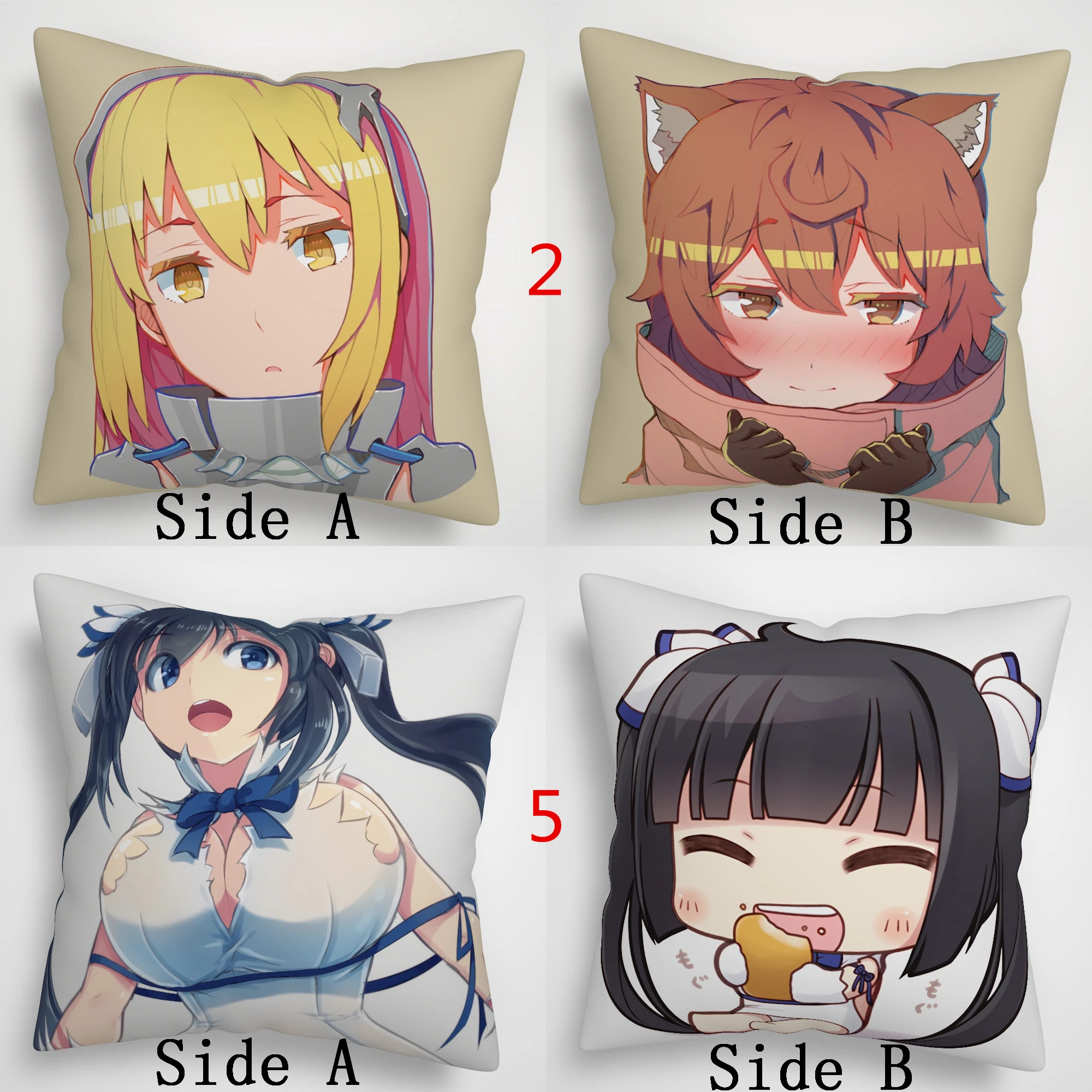 

Danmachi Hestia Aiz Liliruca Freya Anime two sided Pillow Cushion Case Cover