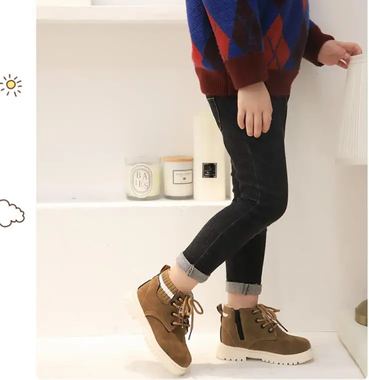 Kids Martin Boots Winter Fashion Children Leather Cotton Boots For Girls Boys Shoes Casual Soft Children Baby Toddler Shoes