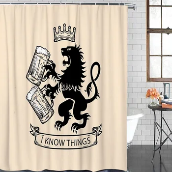 

Bathroom Curtain Lion Beer Waterproof Fabric Shower Curtain Home Decoration Bathroom Shower Curtains