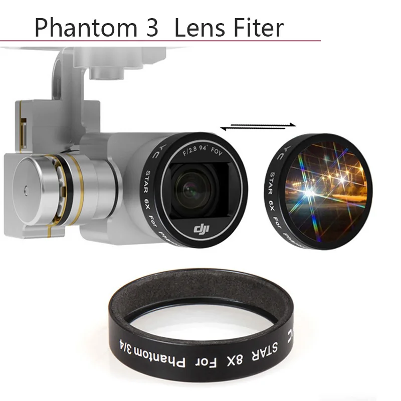 Звездный фильтр для объектива с быстрой загрузкой, ночной фильтр 4x 6x 8x для DJI Phantom 3 3S 3A 3P SE Phantom 4 Drone, фильтр для объектива камеры, аксессуар