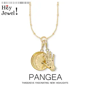 

Charm Necklace Hand & Moon Star,2020 Spring Fashion Jewelry Europe Link Chain 925 Sterling Silver Vintage Gift For Women Men