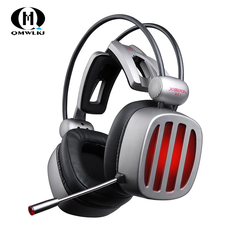 

S21 Gaming Headset 7.1 Surround Sound Stereo Headphones with Microphone LED Light for Computer Gamer USB Game Headset