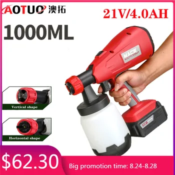 

AOTUO Electric Spray Gun 1000ML 21V 800W High Power Electric Paint Spraying Machine 3 Nozzles Easy Spraying and Clean Perfect
