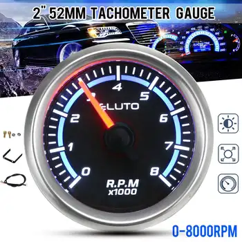 

Universal Car Tachometer Gauge 2" 52mm Blue LED Display Black Face Brushless Motor 12V Auto Speed Pointer Meter 0-8000 RPM