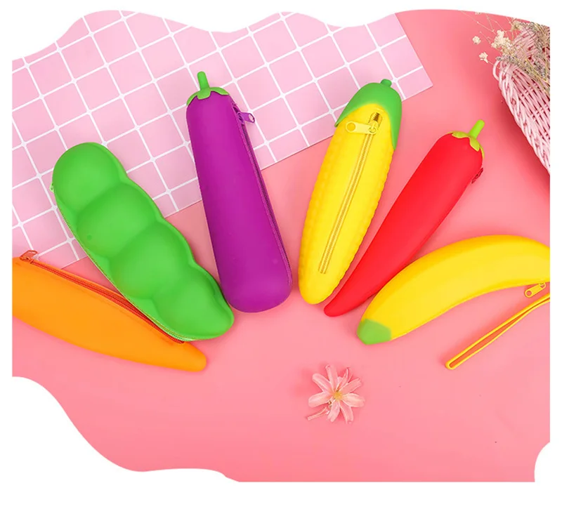 Cute Coin Purse Banana Pencil Case Kawaii Bag Silicone Purse Funny Purses For Kids Yellow Corn Coin Bags For Children (19)
