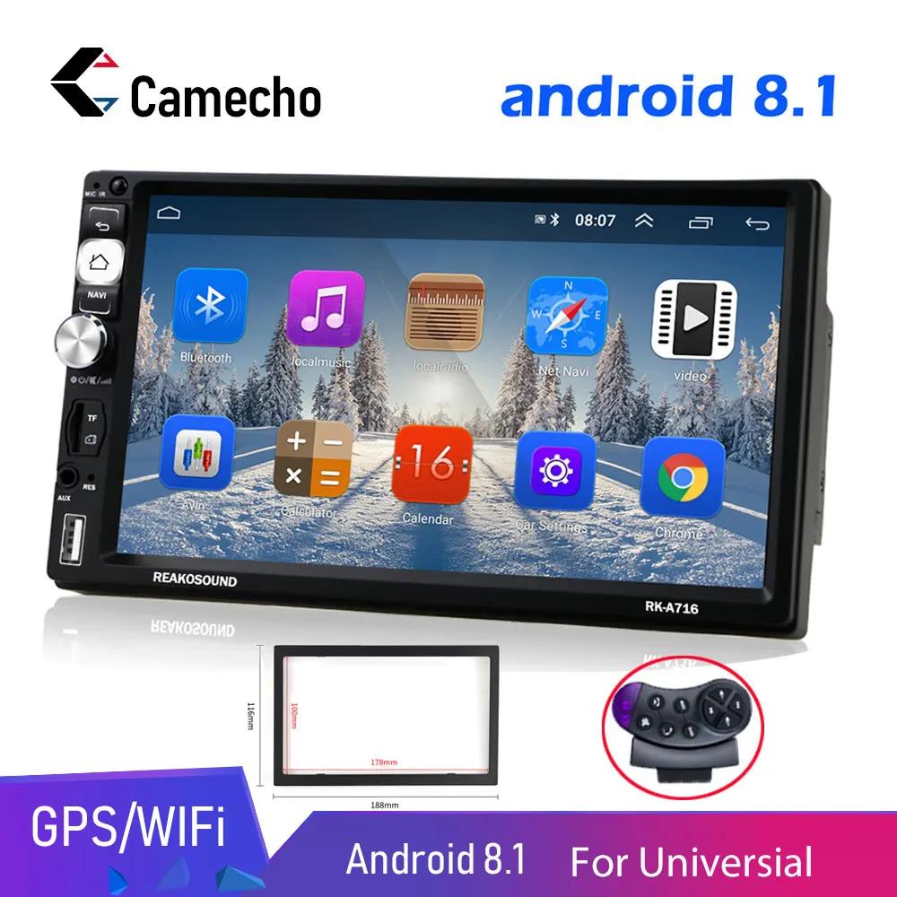

Camecho 7'' 2Din Car Radios Car Multimedia Player Andriod 8.1 GPS Navigation Mirror Link Wifi Auto Radio Car Audio Radio Stereo
