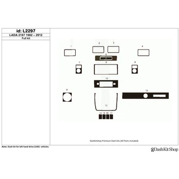 

Lining interior for LADA (WHA) 2107 1982-2012. Set L2297.