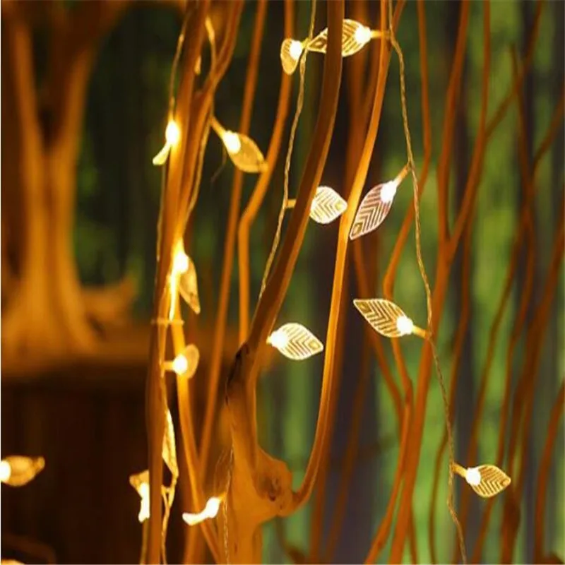 Светодиодный дерево листья светодиодный гирлянда из лампочек декоративные огни для спальни Свадебные вечерние гирлянды украшение для дома занавеска