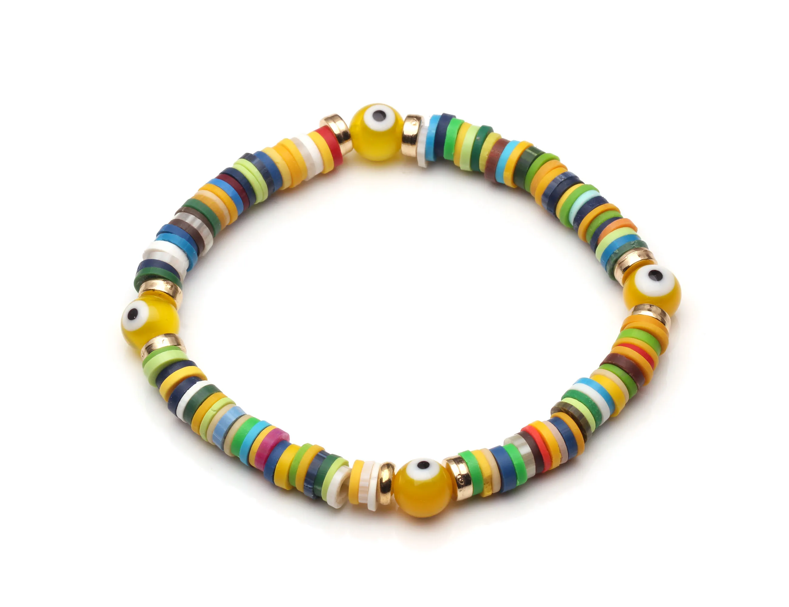 Boho Heishi, полимерная глина, диск, бусины, сглаза, растягивающийся браслет для женщин и мужчин, новинка, модные смешанные цвета, турецкий глаз, для серфинга, ювелирное изделие для нее