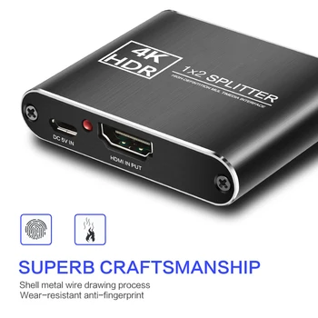 

HDMI Switcher Splitter 1 Input 2 Output - 2 Way 4K Signal HDTV 2160P HDCP DC5V Support HDR Function 4k