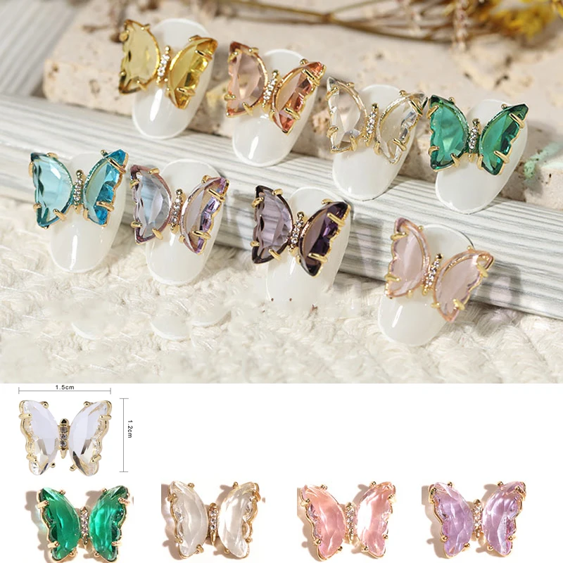 

10Pcs Nail Charm Butterfly 3D Nail Art Decoration Crystal Rhinestones Butterfly Shaped Rhinestones Nail Art Accessories for DIY