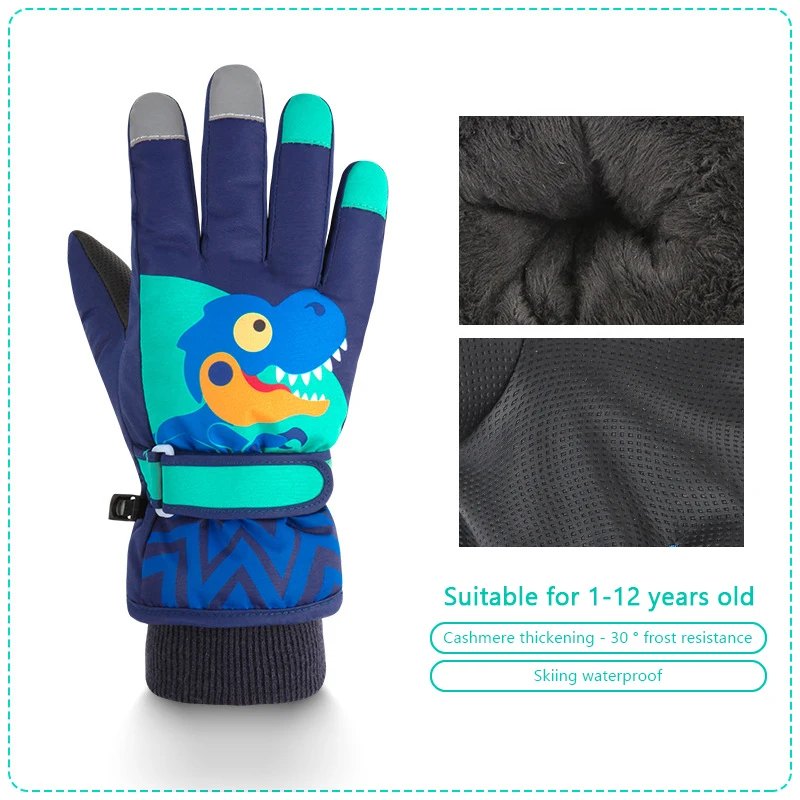 Thermal Ski Gloves Child Kids Winter Plus Velvet Touch Cold Waterproof Windproof Gloves Baby Winter For Cycling Skiing
