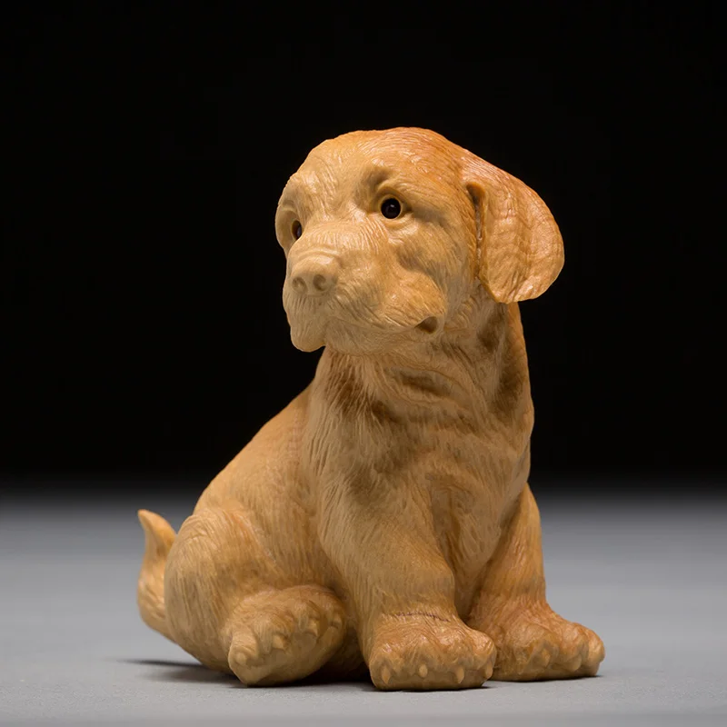 carved wooden dog