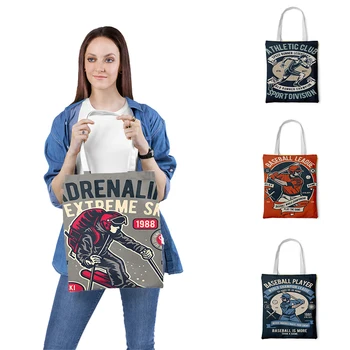 

New Canvas Shoulder Bag for Women Girl Sports Printed Female Handbags Cloth Shopping Bags Ladies Tote Beach Shopper Bag