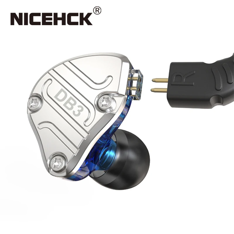 NiceHCK DB3 인이어 이어폰, 1BA + 2DD 하이브리드 3 드라이버, DJ 모니터 러닝 스포츠 이어폰, 하이파이 헤드셋, 금속 이어버드 IEM