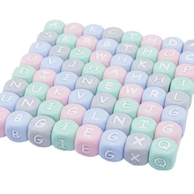 Anneau de dentition en Silicone rose, 20 pièces, perles de qualité alimentaire sans BPA, DIY, nom de bébé, 12mm 