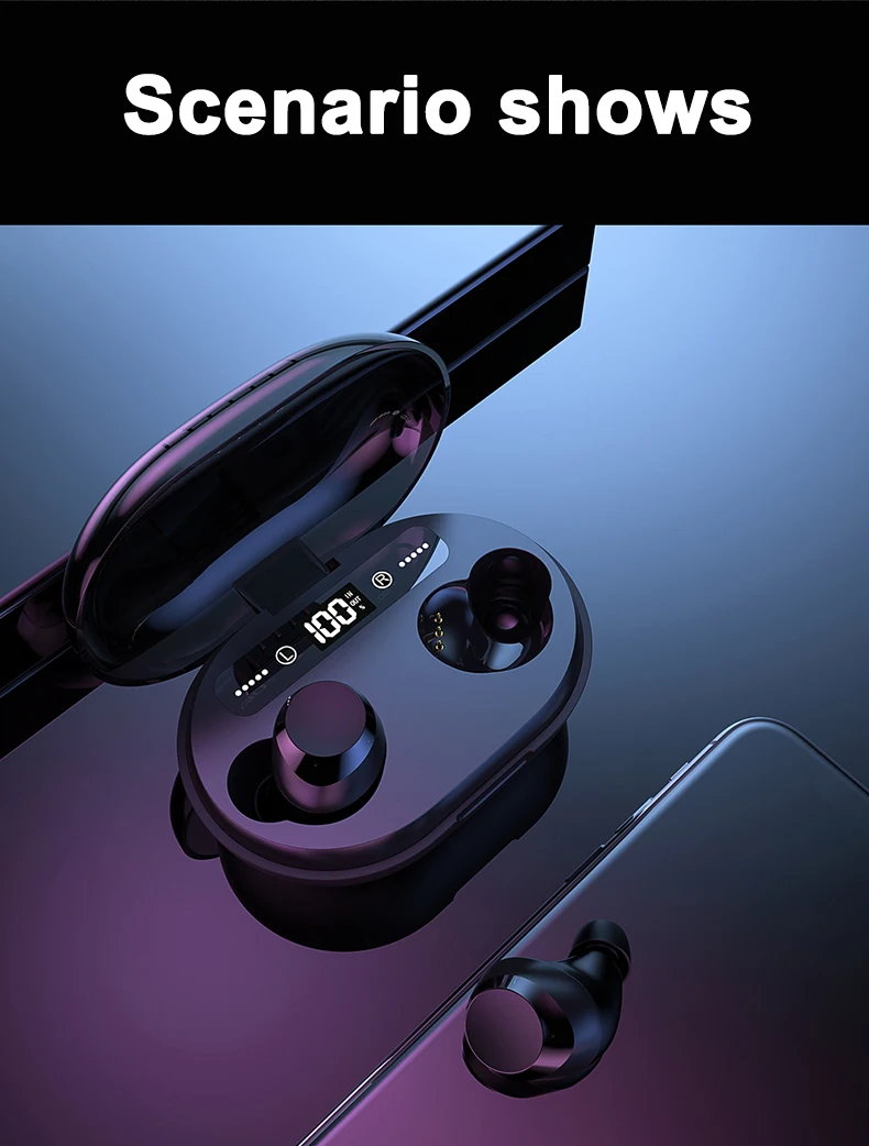 KYCXD TWS bluetooth 5,0 наушники 3D стерео Мощный светодиодный дисплей с зарядным устройством водонепроницаемые спортивные наушники беспроводные наушники