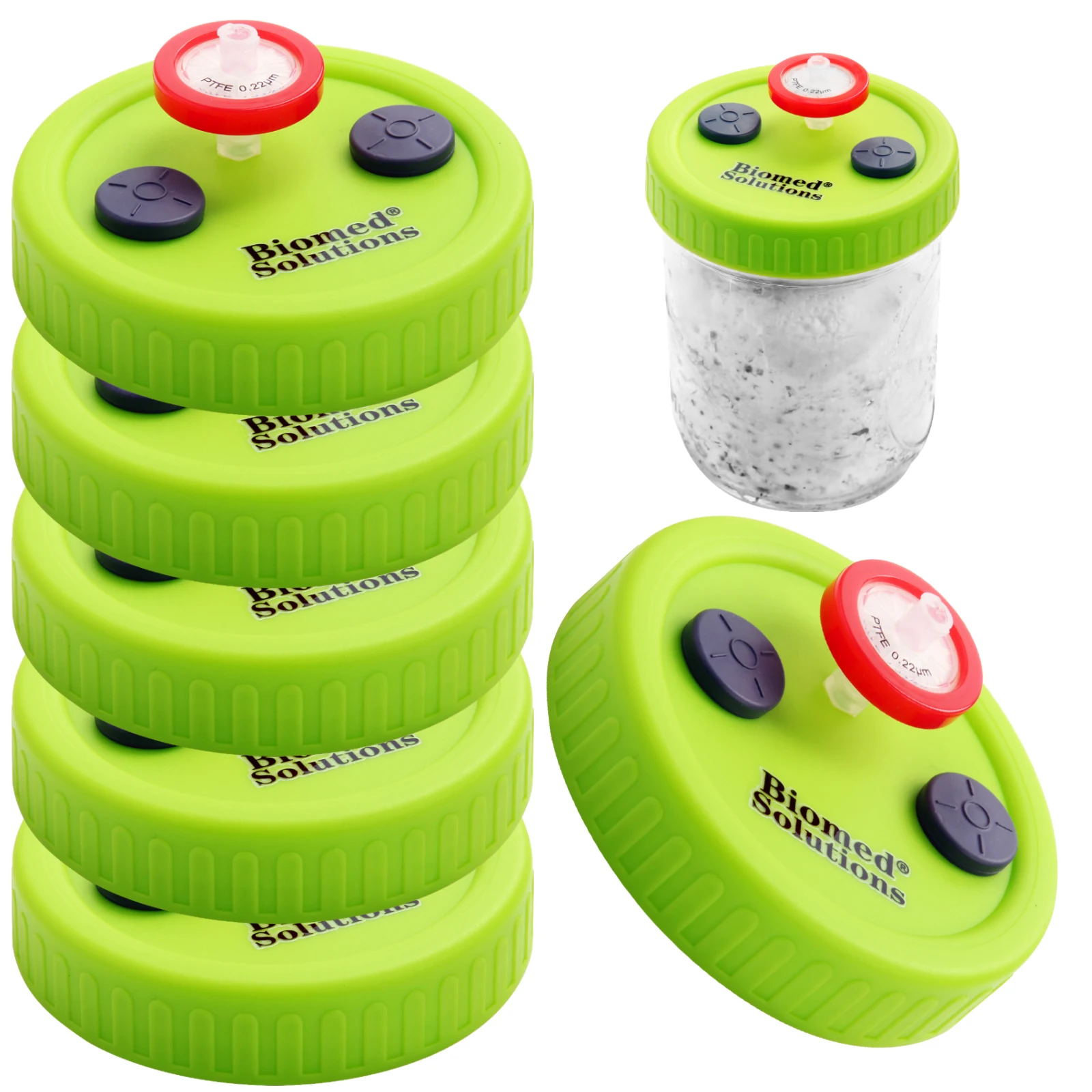 Liquid Culture Lids-Autoclavable WIDE Mouth Jar Lids with Heavy Duty Injection Port for Mushroom Cultivation