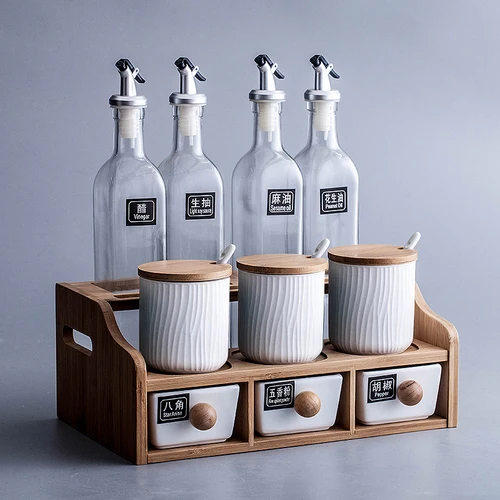10PCS SET B Керамический горшок для приправ, креативная бутылка для хранения, Скандинавская Бытовая коробка для приправ, емкость для соли, кухонные принадлежности, комбинированный набор - Цвет: 10PCS SET B