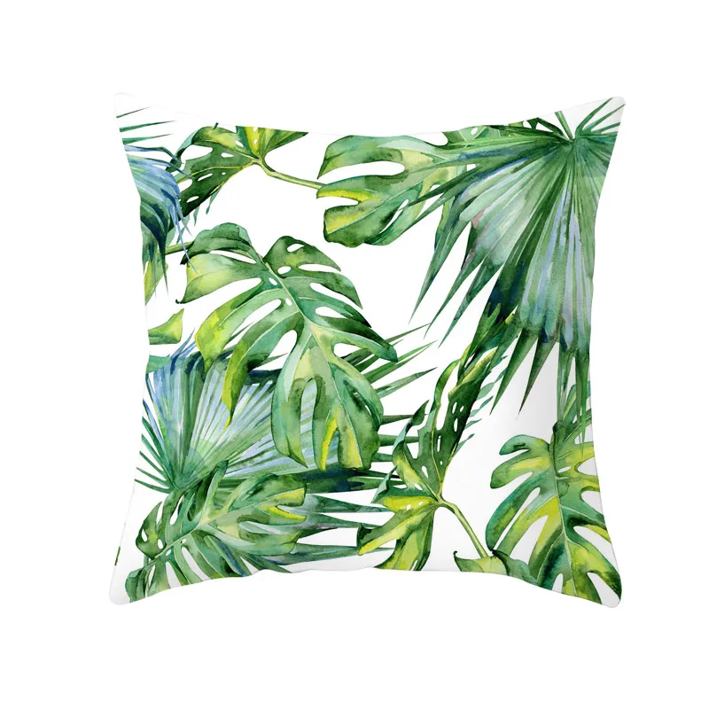 Summer Tropical Plants Pillow Case Green Leaves Decorative Pillowcases Summer Green Leaves Throw Pillow Case Cover Pillowcase 4