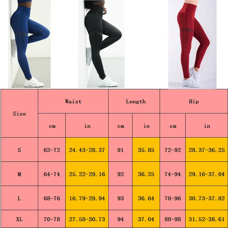 Womens Fitness Leggings Running Gym Sport High Waist Jogging Pants Trousers