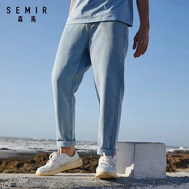 Jeans Pants Trousers Slim-Fit SEMIR Designer Men Straight Elasticity Male Casual 