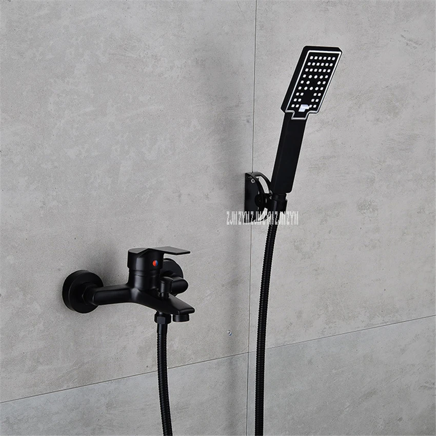 black kit 4 JACK-8008 Европейский стиль коммерческий отель матовый медный ручной душ Набор Бытовой Настенный дождевой Душ Набор ABS душ - Цвет: black kit 4
