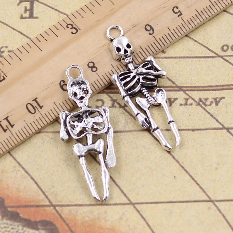 12 шт. Подвески Скелет Человек Хэллоуин 41x15 мм тибетские антикварное Изготовление