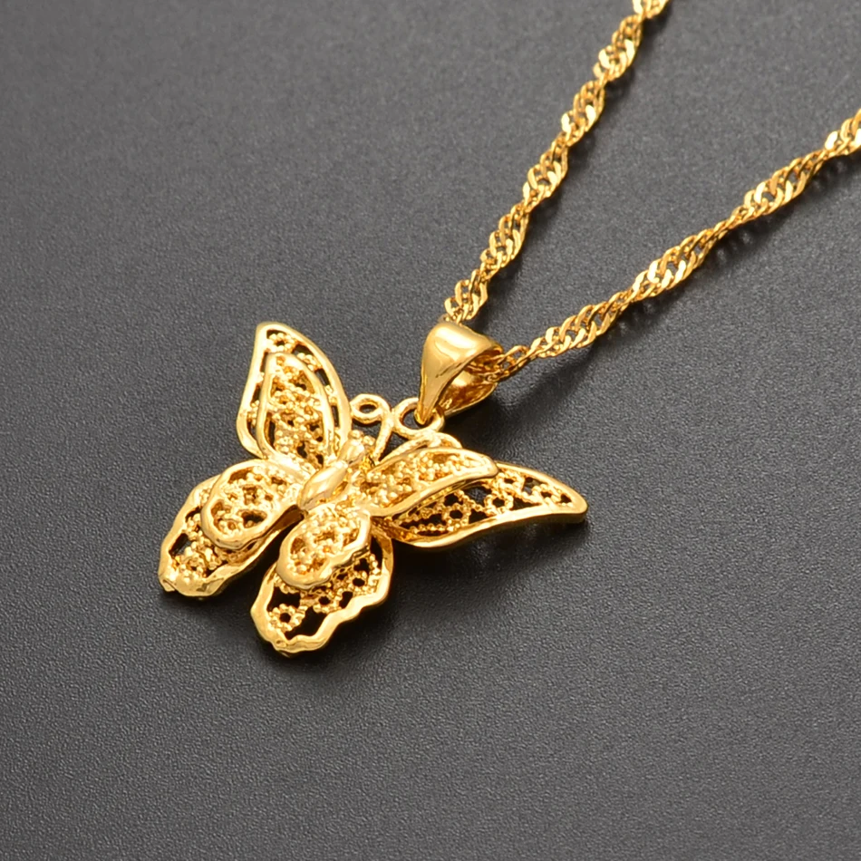 Anniyo талисманы бабочка кулон цепи ожерелья для женщин девочек золотой цвет ювелирные изделия мода фоны подарки#006209P