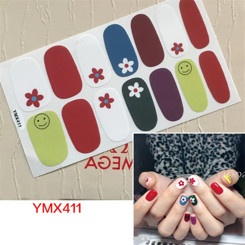 Корея предназначен обертки блестящие, дизайн ногтей Стикеры наклейки многоцветная Водонепроницаемый ногтей Стикеры s полоски «сделай сам» салонного маникюра Прямая поставка - Цвет: YMX-411