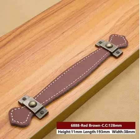 1PCS Leather Handle Bag Handle Drawer Door Knob Brown Black Furniture Handle Hardware Decoration Zinc Alloy Cabinet Dresser MBS0010-6