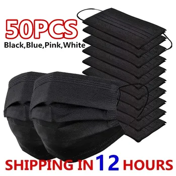 Masks 3-layer Mask Face Masks Melt Blown Cloth Disposable Anti-Dust Protective Masks Earloops Mouth Mask Black Mascarillas