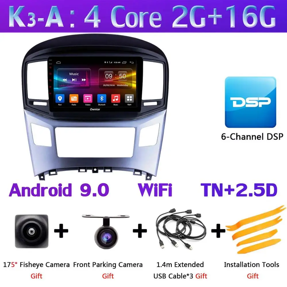 K3-A 360 ° панорамный 4G SIM Android 9,0 4G+ 64G gps радио CarPlay SPDIF DSP Автомобильный плеер для hyundai H1Grand Starex - Цвет: K3-A