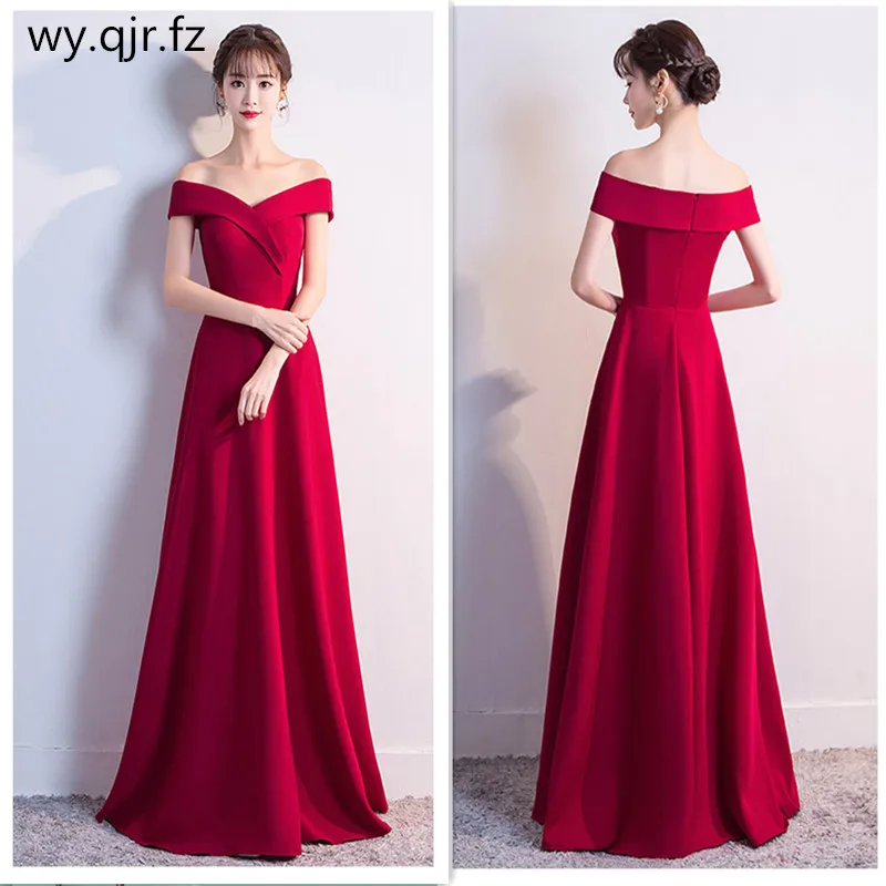 BSHS-85# длинное платье подружки невесты, красное вино, вырез лодочкой, платья для свадебной вечеринки, выпускного вечера, дешево, опт, заказное бальное платье, рождественское платье