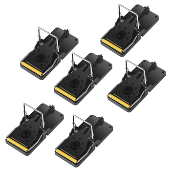 

Mouse Trap,Kill Mice Catcher, Easy To Set Reusable Mouse Control Snap Traps (Black-6)