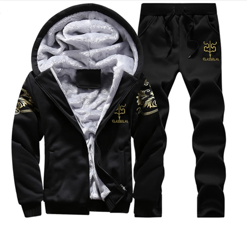 

Hooded Autumn Streetwear Two Piece Sets Masculino Hoodies + Trouser 2 Piece Sets Hombre Men Tracksuit Printed Spring MOOWNUC