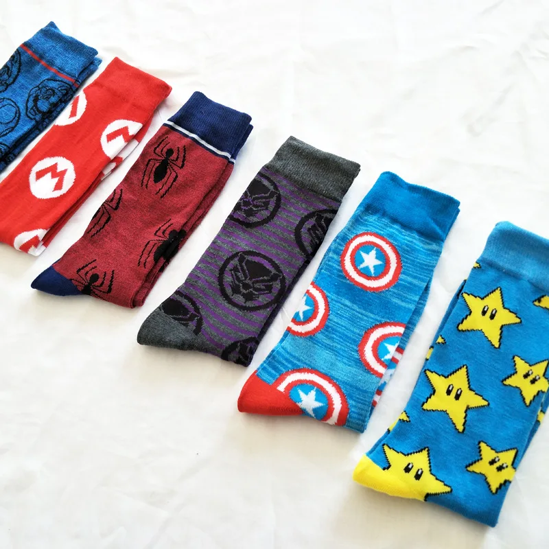 Фирменные мужские и женские Носки Happy стильные весенние цветные носки Marvel с