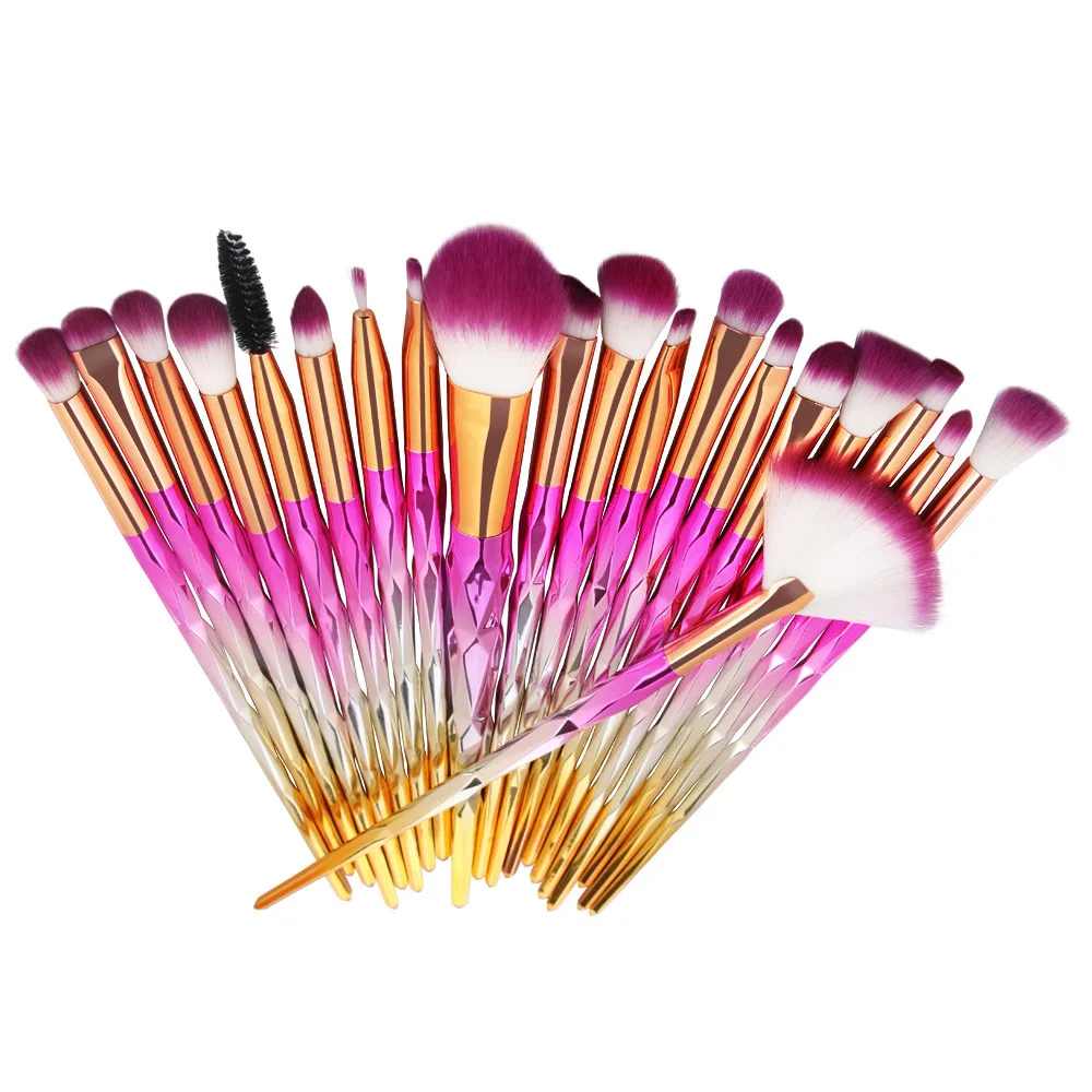 PinkGold 20 шт. алмазные кисти для макияжа Набор пудры основа Румяна для растушевки тени для глаз губ Косметика Красота Макияж Кисти Pincel Maquiagem - Handle Color: PinkGold