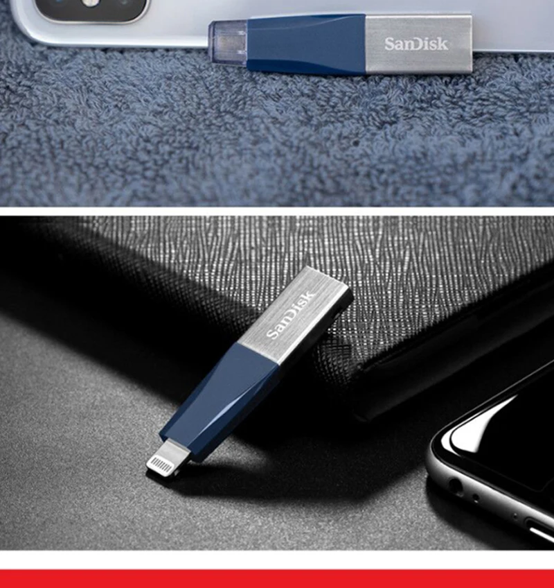SanDisk USB флэш-накопитель 64 ГБ синий Флешка 128 Гб двойной OTG USB 3,0 накопитель для iPhone iPad iPod