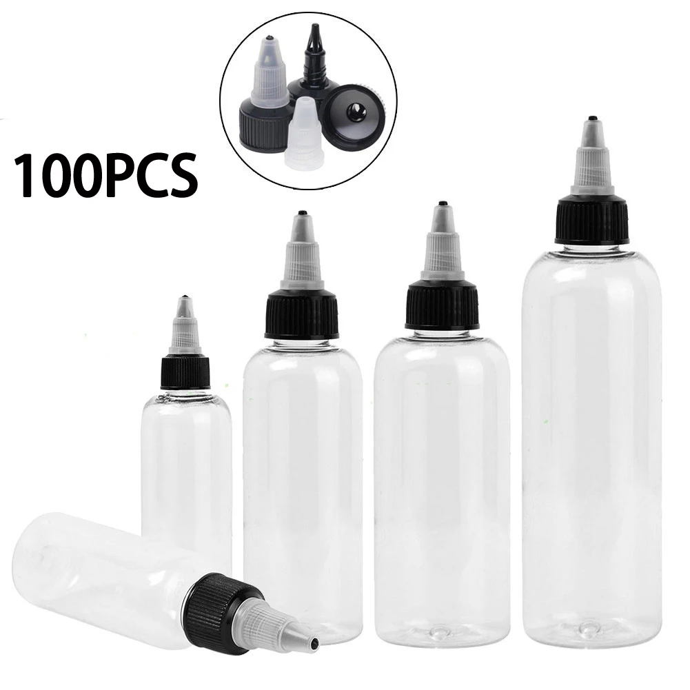 

100PCS 30ML/60ML/120ML PET Dispensing Dropper Bottle Container Transparent Plastic Bottle Smoke Oil Sample Bottle Black TopCover