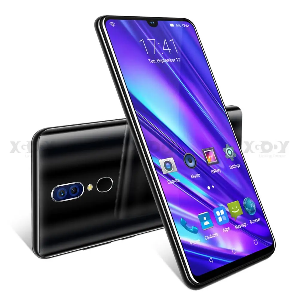 Black XGODY 9T Pro 3G Smartphone 6.26" 18:9 Android 9.0 2GB RAM 16GB ROM MTK6580 Quad Core Dual Sim 5MP Camera GPS WiFi Mobile Phone - Color: Black