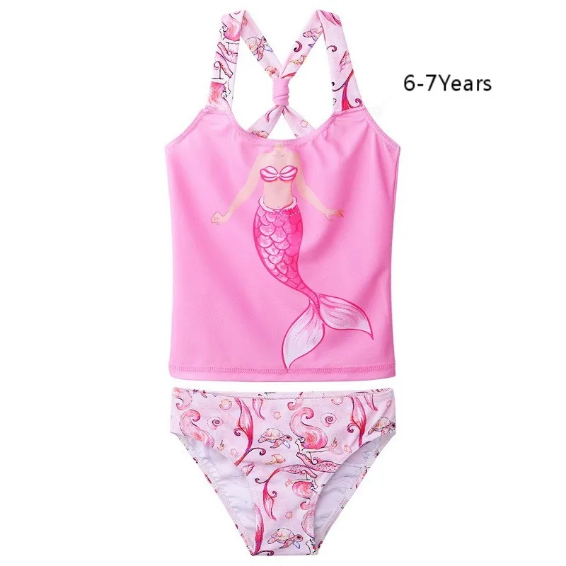 S304PinkFish8A BAOHULU/комплект бикини для маленьких девочек; купальный костюм из двух предметов; розовый купальник русалки для девочек; одежда для плавания; пляжный купальный костюм - Цвет: S304PinkFish8A