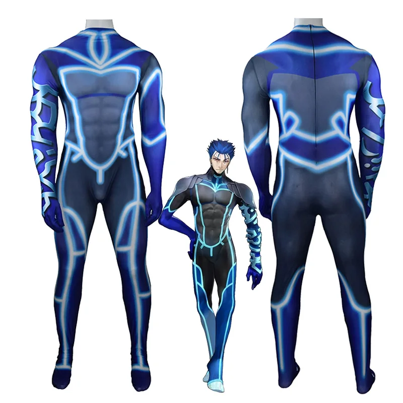 Комбинезон для косплея аниме Fate/Stay Night Lancer Cu Chulainn цельнокроеное боди взрослых