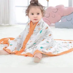 Manta de cama de algodón 100% para niños y adultos, cubierta de cama de 6 capas, 150x200cm