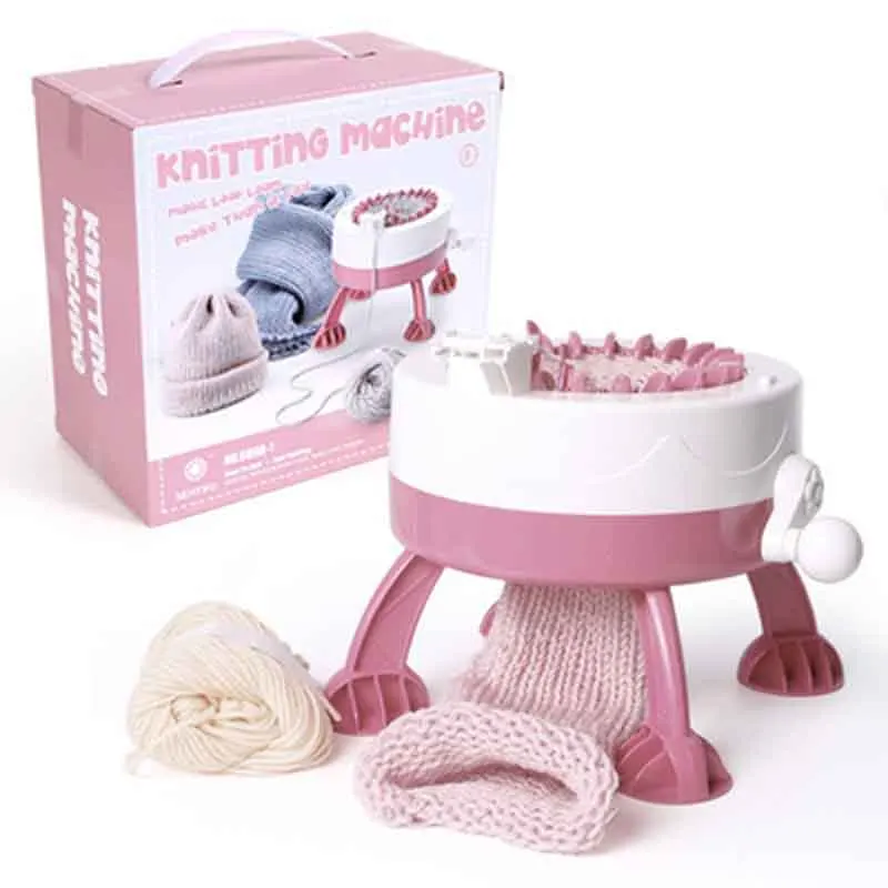 

Sweet Pink Color Handmade Wool Knitting Machine Cylinder Wool Loom Hand-knitted Scarf Sweater Hat Socks Adult Kids Toy Gifts