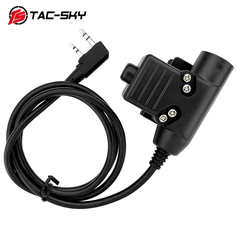 TAC-SKY U94 Kenwood plug PTT + COMTAC II silicone earmuffs outdoor hunting sports noise reduction pickup  tactical headset BK