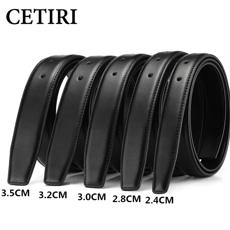 

No Buckle Genuine Leather Belt Strap For Automatic Buckle Pin Buckle 2.4cm 2.8cm 3.0cm 3.2cm 3.5cm 3.8cm Width Men Belt Black